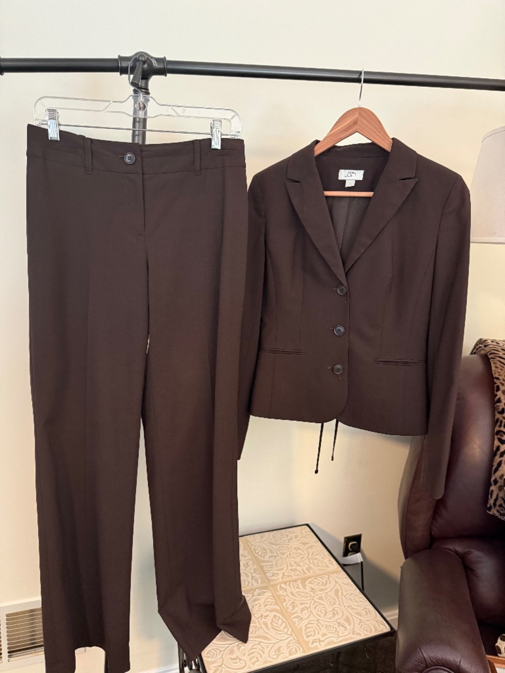 LOFT Ann Taylor Chocolate Brown 2-Piece Pant Suit Set - Blazer & Trousers